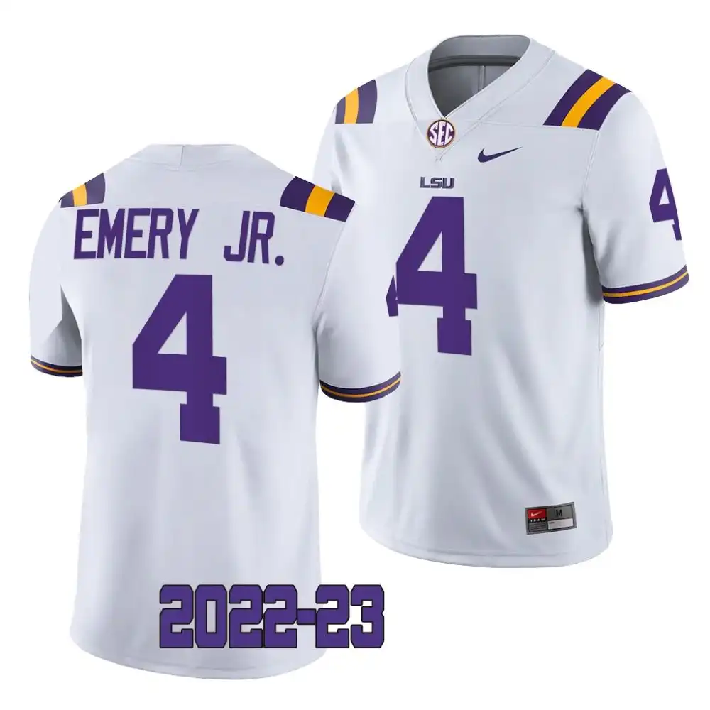 Men's LSU Tigers John Emery Jr. #4 White 2022-23 Game NCAA Football Jersey